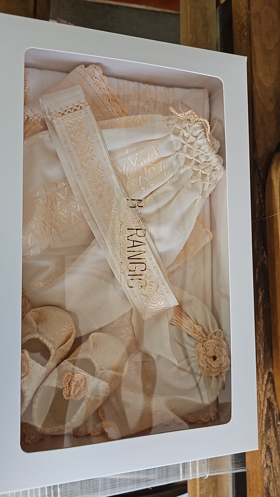 Costumaș din borangic pentru botez fetiță - CBF5